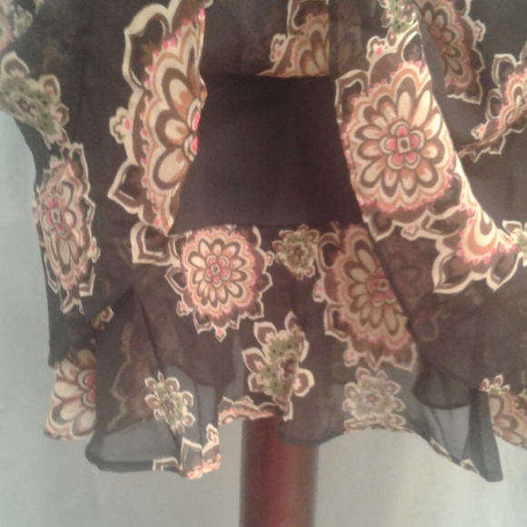 Bob Mackie 8P Silk Floral Dress Wearable Art Sheer Overlay Lined Hi-Lo Hem - Picture 6 of 8